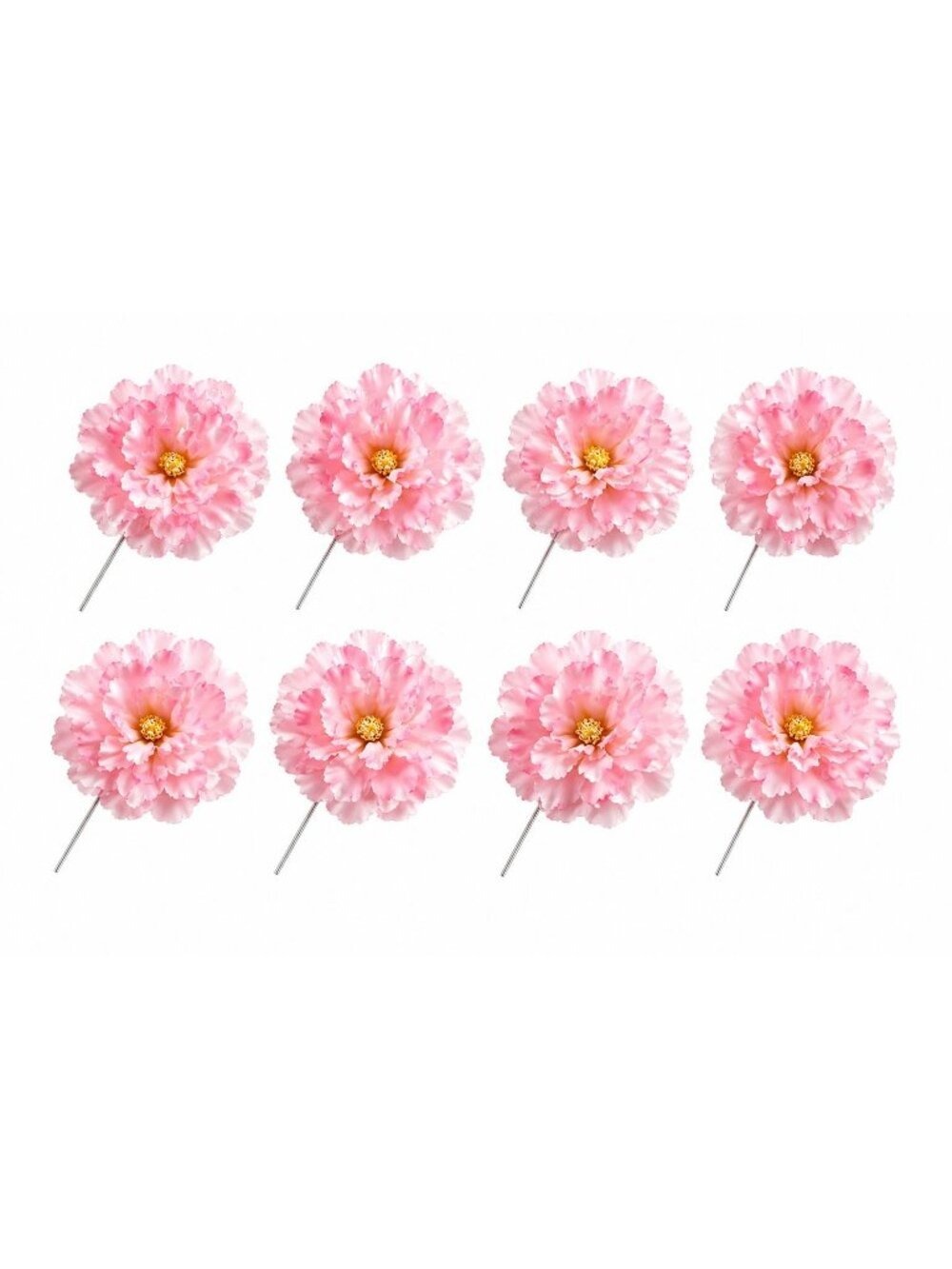 Blush Pink Peony Flower Picks Set of 8 Soft Pink Blooms Wired Floral for Wreaths